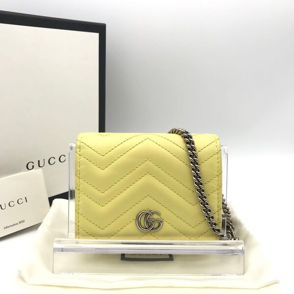 正規品 極美品 グッチ財布 グッチチェーンウォレット グッチGGマーモント GUCCI レザー