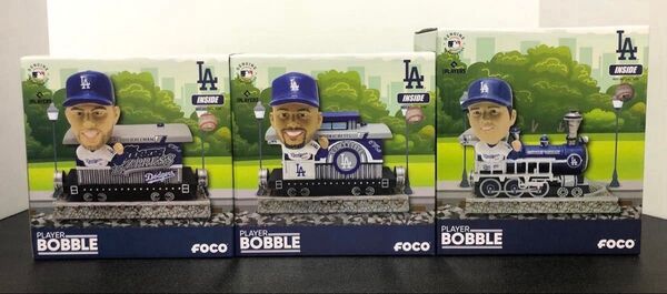 【大谷翔平、ベッツ、フリーマン】ドジャース急行列車ボブルヘッド!3個セット!新品、未使用