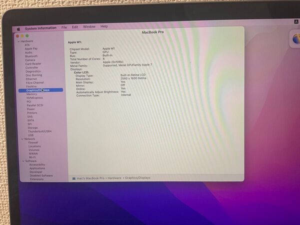 macbook pro m1 8GB 512GB SSD