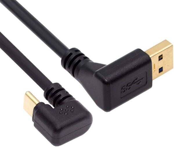 ダウンアングル USB3.0 Type-A - Type C USB-C オス-オス 電源データケーブル 5Gbps USB-C