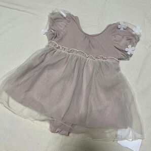 新品 apres les cours 90㎝ 女の子 ワンピ水着 チュール 花 ワンピース プール 一体型 キッズ スイムウェア