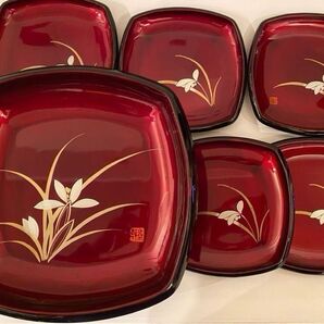 【開封のみ・未使用品】仙台総本舗謹製 漆芸 玉虫塗り 菓子鉢(皿) 菓子入れ 大小セット 漆器 菓子器