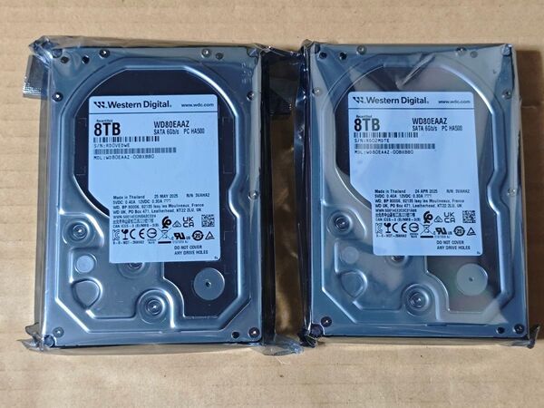 Western Digital 8TB HDD WD80EAAZ 未開封品2個セット