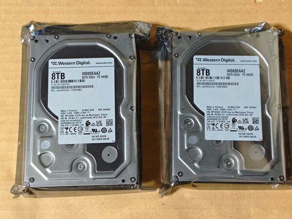 Western Digital 8TB HDD WD80EAAZ未開封品2個セット