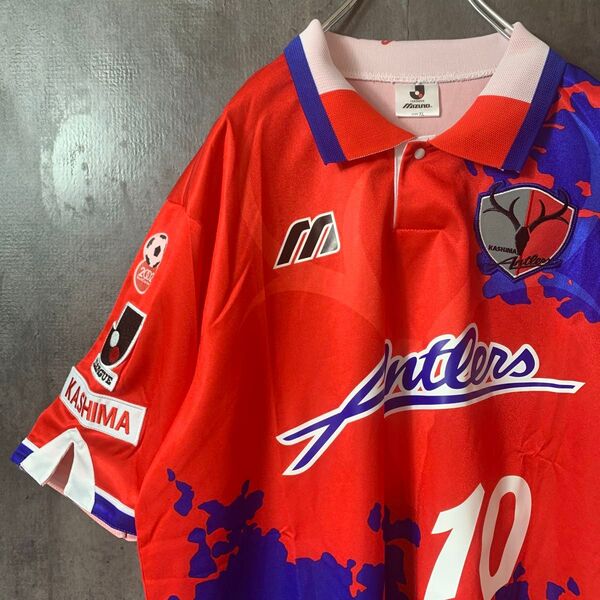 【★レオナルド】 古着 メンズ Jリーグ 鹿島アントラーズ ゲームシャツ 95年 レトロユニフォーム 10番 XL 希少