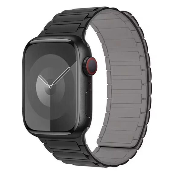 Apple Watch バンド シリコン マグネット ブラック×グレー 49mm 46mm 44mm アップルウォッチ ベルト