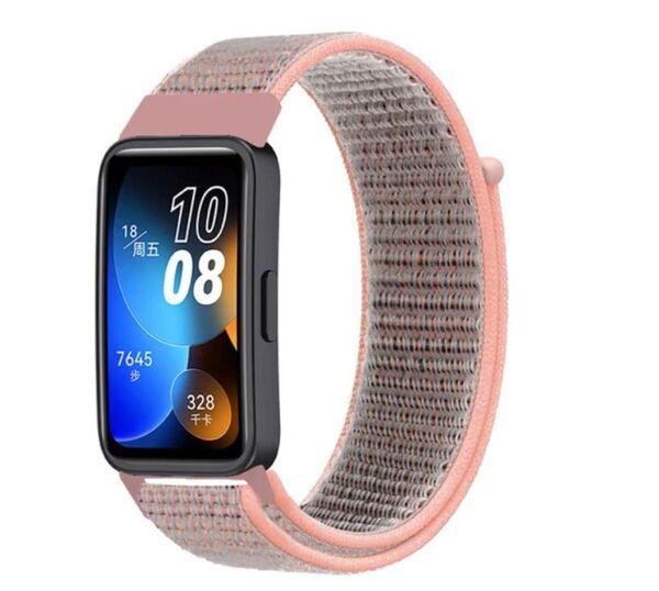 HUAWEI Band 10 9 8 ピンク ベルト バンド ナイロン ループ ストラップ スポーツバンド ナイロンベルト