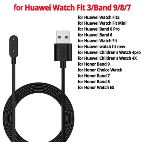 ブラック 1m HUAWEI WATCH スマートウォッチ 充電 USB ケーブル FIT 2 3 Band 6 7 8 9 10