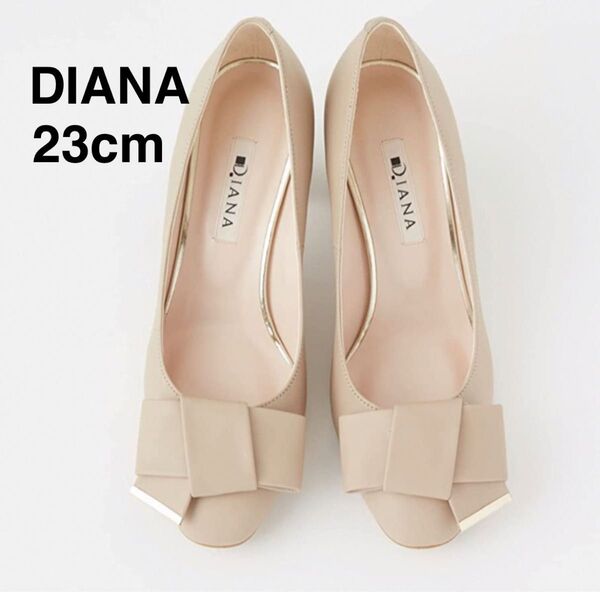 DIANA ダイアナ 23cm パンプス リボン ベージュ 日本製