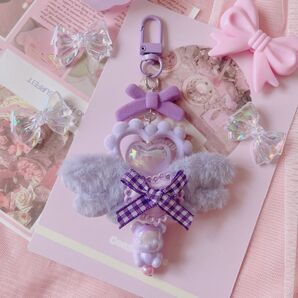 *.゜パープルくまさんなキーホルダー*.゜ハンドメイド