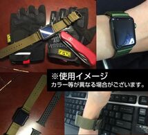 apple watch 42mm用 ナイロン製ミリタリーストラップ バンド ベルト nato風 ネイビー白赤_画像5