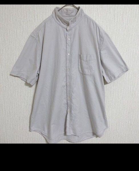 【スティーブンアラン】Steven Alan XL グレー バンドカラーシャツ