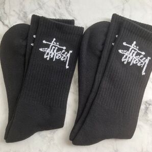 Stussy ステューシー ロゴソックス 靴下 2足 セット 新品 メンズ ブラック 黒