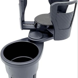 【新品】車 ドリンクホルダー カップホルダー 増設 2個置き 360 回転 7.4-15cm 調節可能 カーボン製 ドリンク以外も