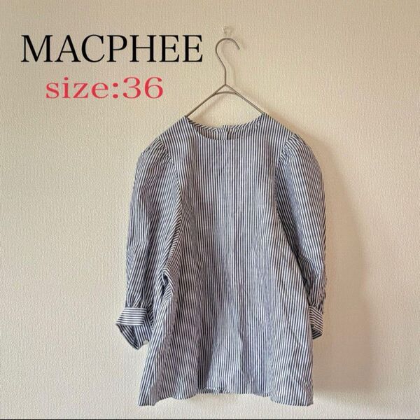 MACPHEE マカフィー コットンリネンギャザースリーブプルオーバー 36