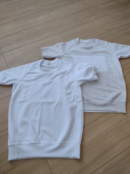 【ゼッケン跡あり】小学生 体操着 130 白 半袖 体操服 Tシャツ 2枚セット