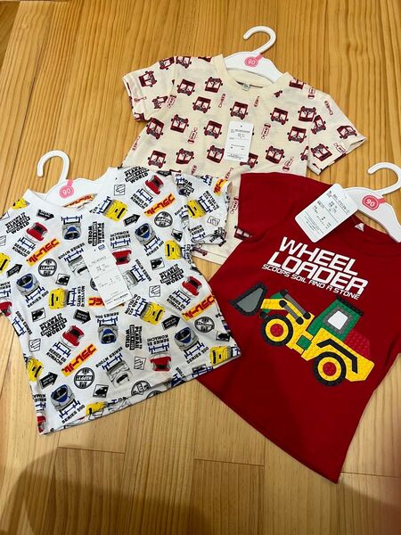 男の子 半袖Tシャツ 3枚セット 90 乗り物 プラレール