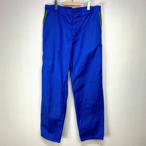 フレンチ ワークパンツ 48サイズ ブルー 青 ウエスト 45cm LAFODEX 古着 メンズ ユーロワーク ヨーロピアン グリーン 緑