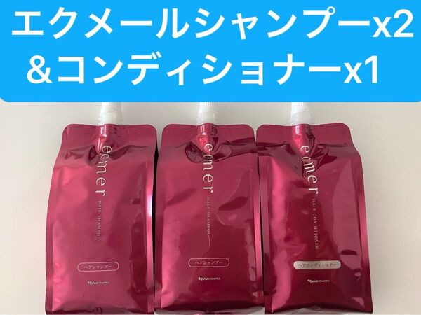 新入荷ナリス化粧品エクメール シャンプー400mlx2袋+コンディショナー400mlx1袋