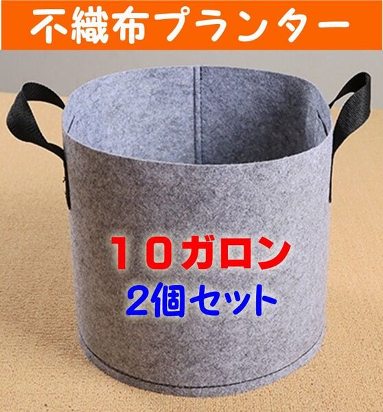 プランター 不織布 グレー 布鉢 野菜栽培 家庭菜園 10ガロン 2個セット