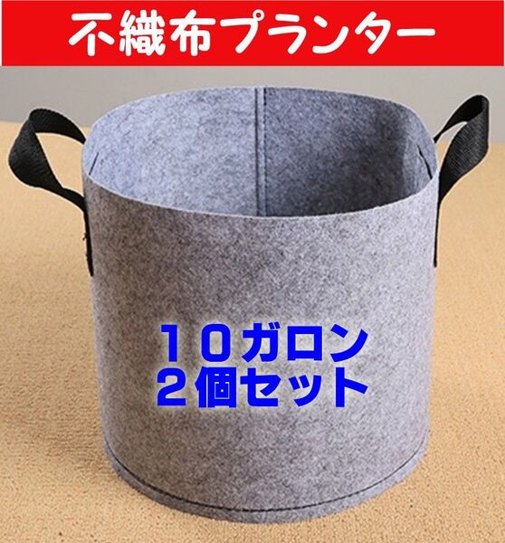 不織布 プランター グレー 布鉢 野菜栽培 家庭菜園 10ガロン 2個セット