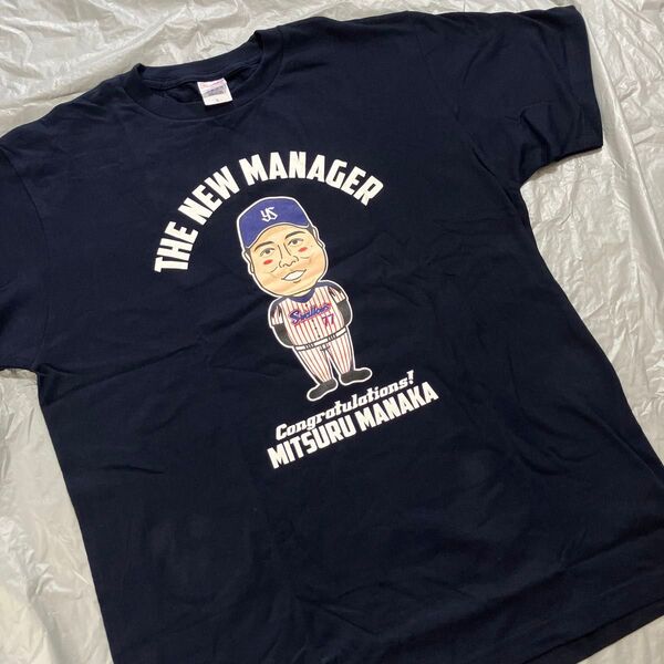 ヤクルトスワローズ #77 真中監督 半袖Tシャツ メンズ Lサイズ ネイビー