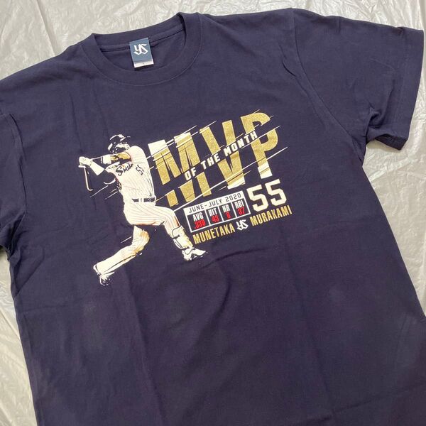 ヤクルトスワローズ#55 村上宗隆 月間MVP 記念Tシャツ メンズLサイズ ネイビー プロ野球 応援グッズ