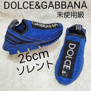 【未使用級】DOLCE&GABBANA ドルガバ ソレント スニーカー スワロフスキー 青 メンズ 26cm 派手