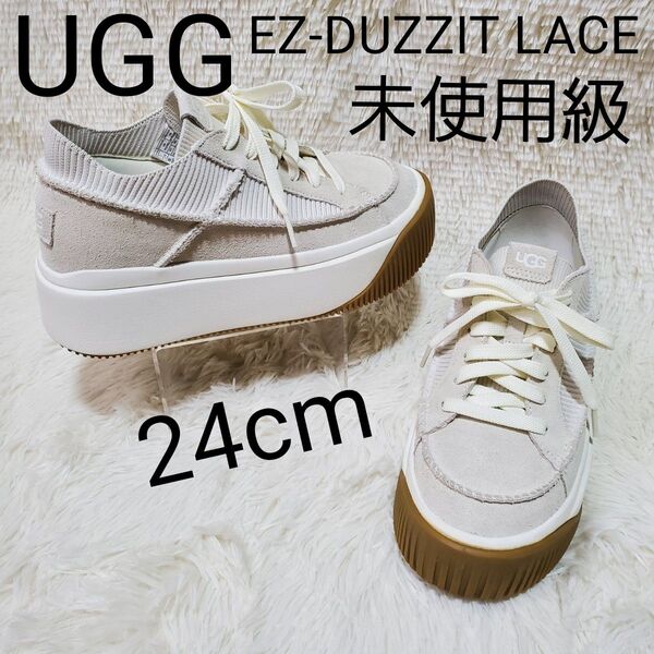 【極美品】UGG アグ 厚底 スニーカー EZ-DUZZIT LACE 白 24cm レディース ホワイト