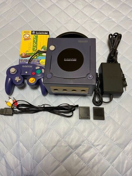 NINTENDO GAMECUBE バイオレット ゲームキューブ メモリーカード どうぶつの森プラス付き 出力ケーブル
