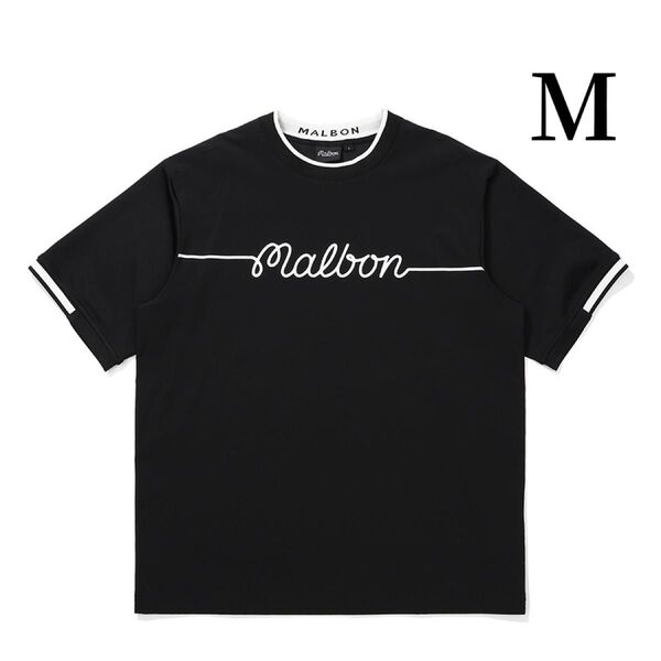 2025年新作 マルボンゴルフ シャツ Malbon Golf メンズ半袖 半袖 Tシャツ メンズウェア 黒色M