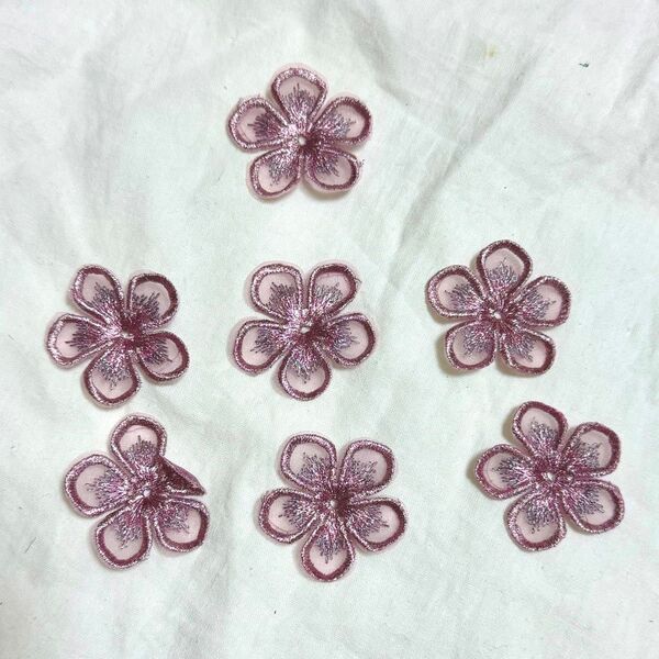 刺繍 ハンドメイド資材 7個セット モチーフ レース パーツ お花 立体フラワー