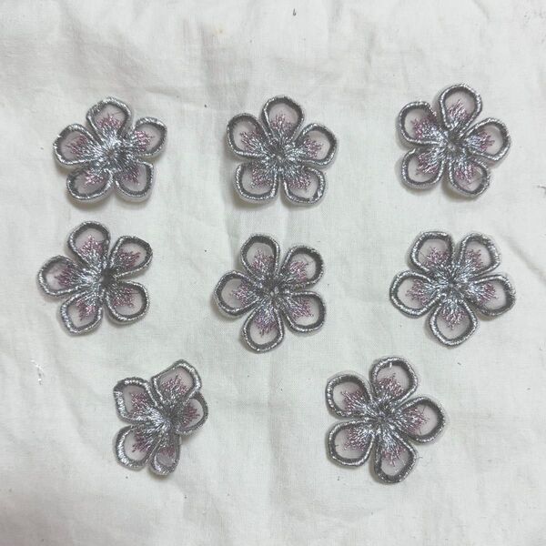 刺繍 ハンドメイド資材 8個セット モチーフ レース パーツ お花 立体フラワー
