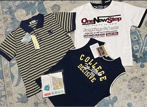 新品未使用★110サイズ 3枚セット 子供服半袖Tシャツ ポロシャツ タンクトップ 男の子 キッズ★新品マスク付★移動ポケット付
