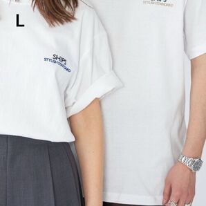【新品未使用】SHIPS Tシャツ ロゴ刺繍 ホワイト L