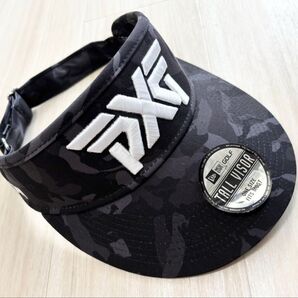 新品未使用 PXG公式 サンバイザー ゴルフ ブラック カモフラ柄 フリーサイズ メンズ 黒