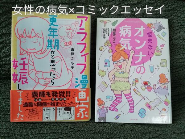 2冊★アラフィフ漫画家更年期かと思ったら妊娠してました 東條さち子、悩まない!オンナの病気 柏屋コッコ★コミックエッセイ