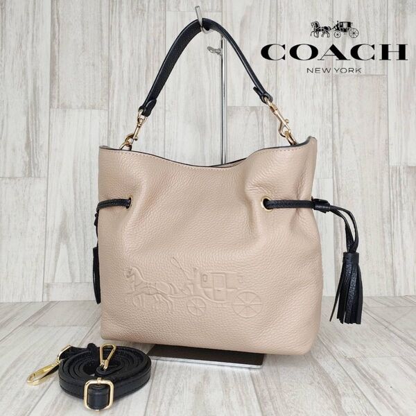 COACH コーチ レザー 巾着 2WAY ハンドバッグ ショルダーバッグ 50