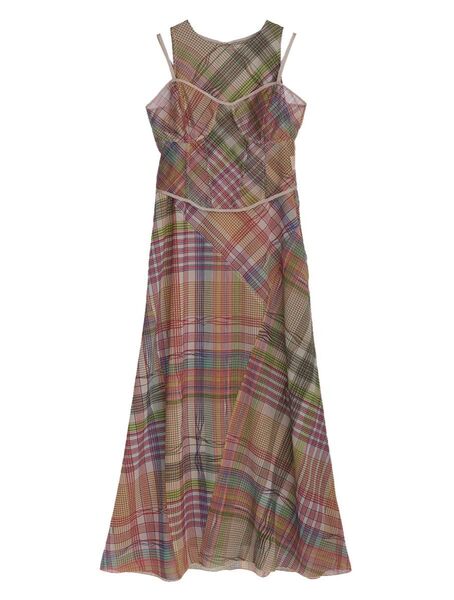 Ameri MEDI STRAIN CHECK DRESS アメリヴィンテージ ワンピース ノースリーブ ロング マキシ丈