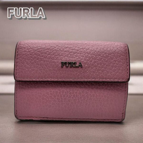 FURLA ピンクレザー コンパクト三つ折り財布869256