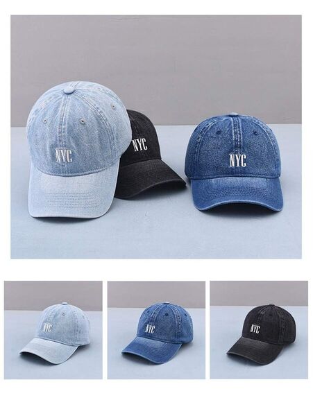 NYCデニムキャップ 3色展開 ヴィンテージウォッシュ ベースボールキャップ394999