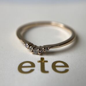 ete エテ 5P ダイヤモンド V字ライン モチーフ イエローゴールド リング k10