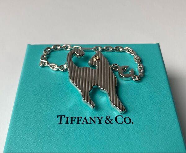 Tiffany&co. ティファニー 振り返るネコ キャット バッグチャーム キーホルダー シルバー ゴールド 925 k18