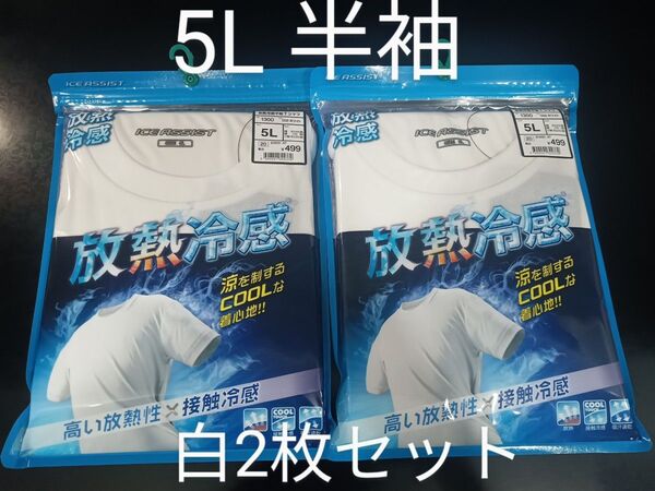 半袖 2枚【5L】ワークマン 放熱冷感 Tシャツ ホワイト 白