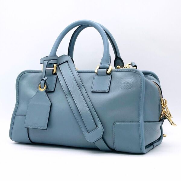 【極美品】LOEWE ロエベ アマソナ28 後期 アナグラム ハンドバッグ ショルダーバッグ 2way レザー ブルー