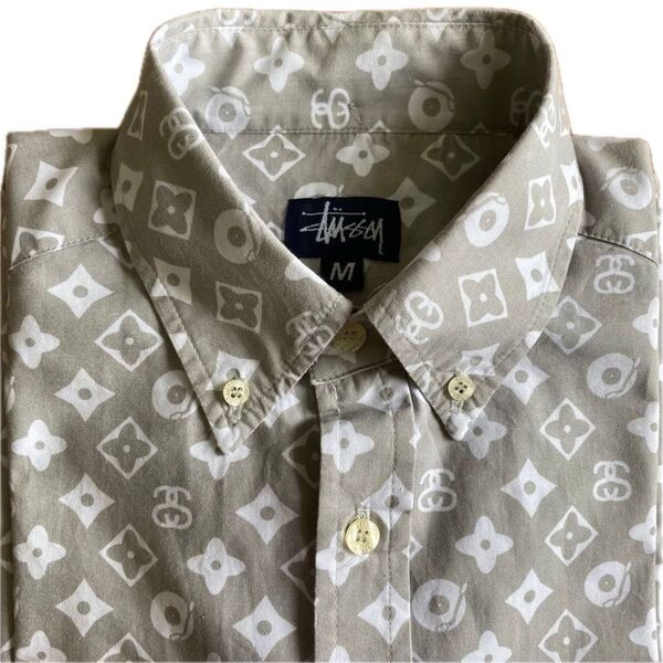 デッドストック 90s OLD STUSSY モノグラム シャツ USA製