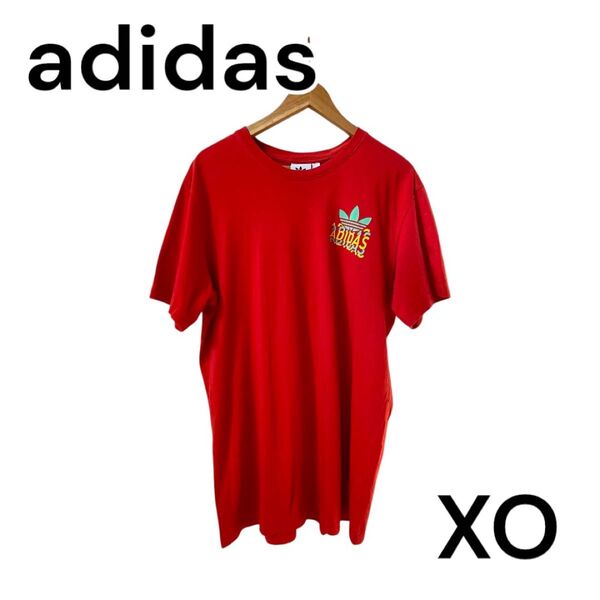 adidas アディダス レッド Tシャツ XO(2XL相当) 綿100%