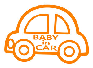ステッカー BABY in CAR 【 くるま / オレンジ 】 ベビーインカー 赤ちゃんが乗ってます ベビー用 カッティングステッカー 防水 車 クルマ