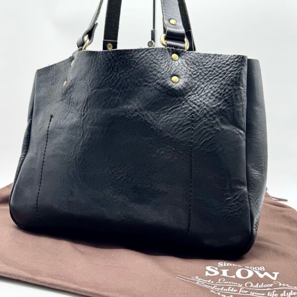 【美品・保存袋付き】SLOW スロウ bono tote bag width type ボーノ トートバッグ 肩掛け レザー 黒