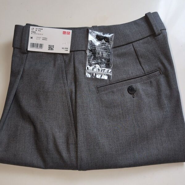 ユニクロ タックワイドパンツ グレー M 未使用WOMEN
